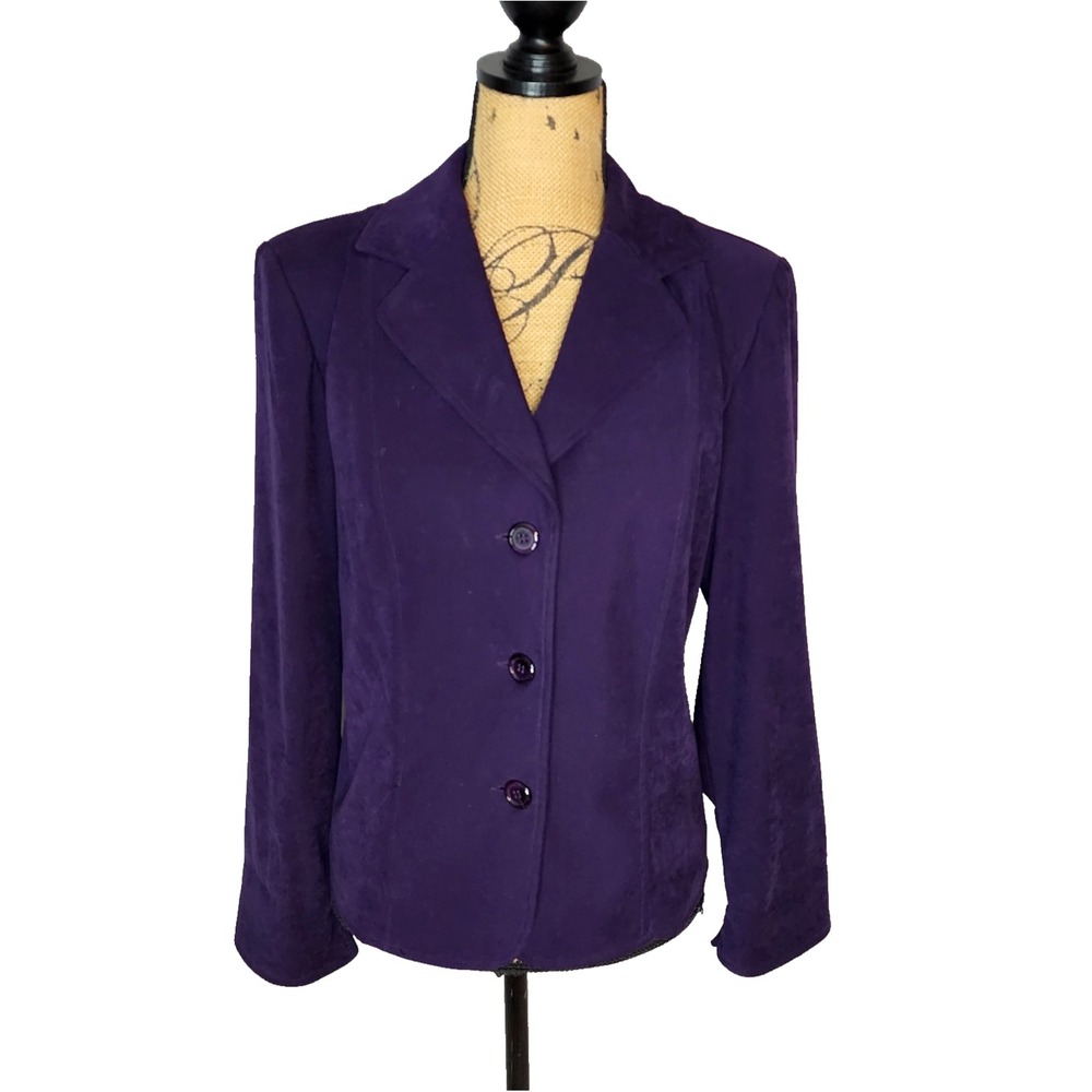 BRIGGS NEW YORK Large Faux Vegan Suede Single Breasted Blazer Jacket Work Office